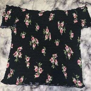 Off the shoulder floral crop top